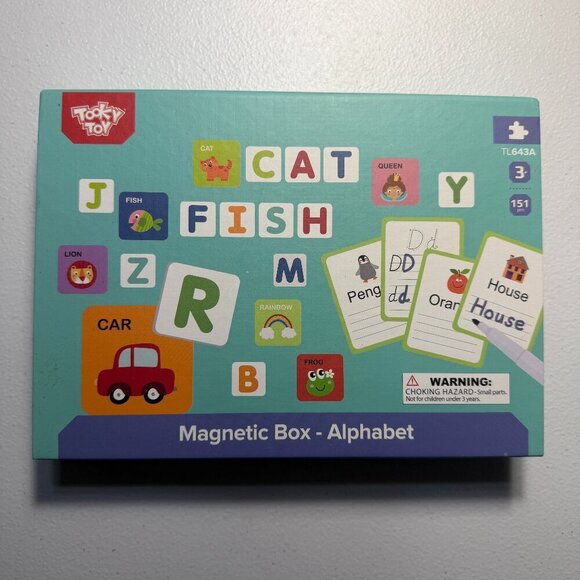 Tooky Toy Other - Magnetic Alphabet Learning Box for Kids 151pcs Letters & Flashcards Educational